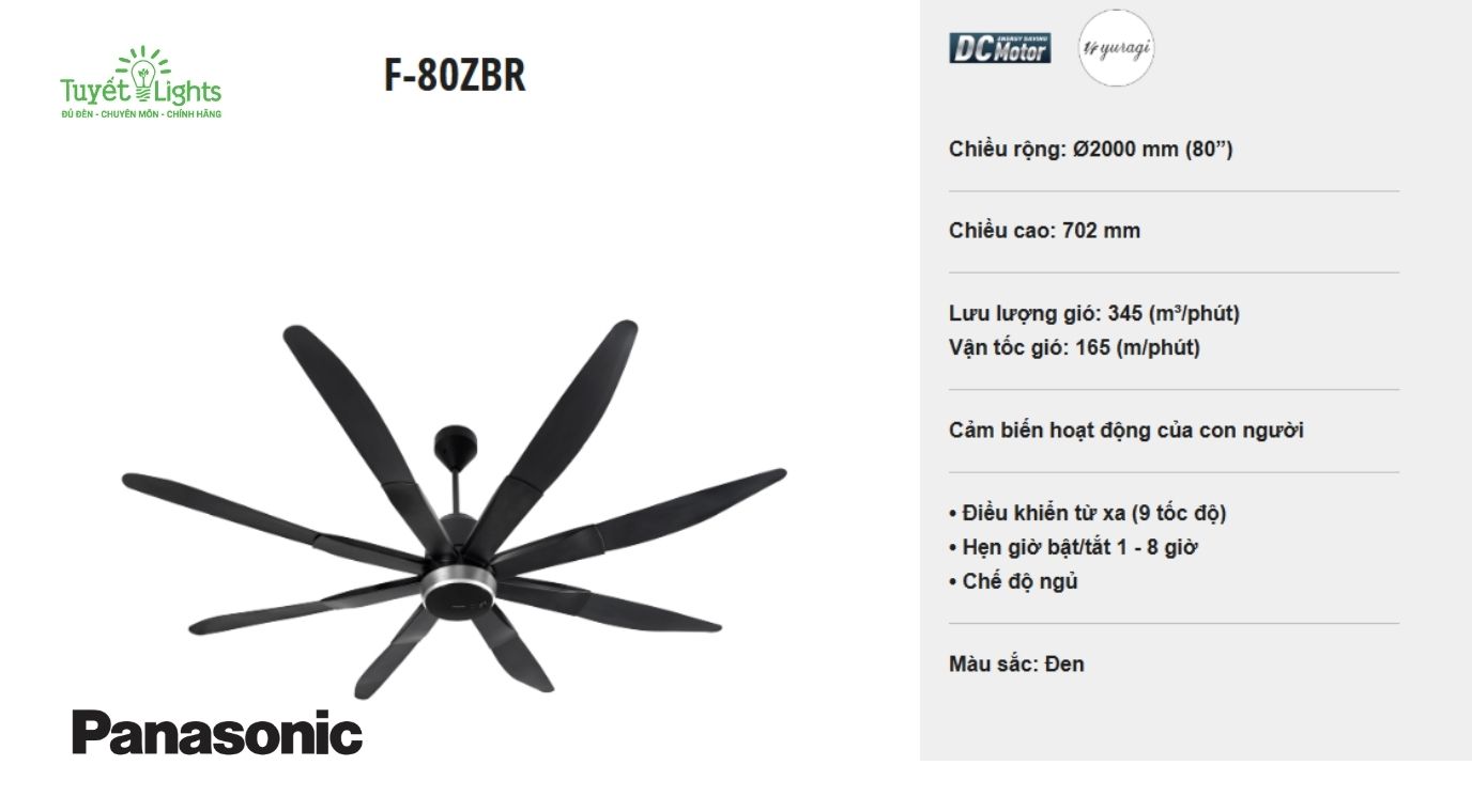 Quạt trần Panasonic F-80ZBR Quạt lớn hơn, hiệu quả năng lượng cao cùng thiết kế trang nhã